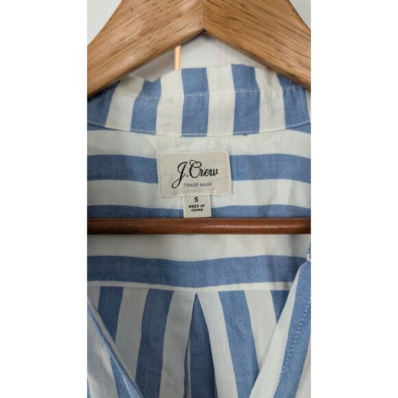 J. Crew Blue White Striped Drapey Lightweight Cotton Shirt - Picture 2 of 7